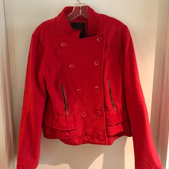yoki Jackets & Blazers - Adorable red wool short peplum pea coat